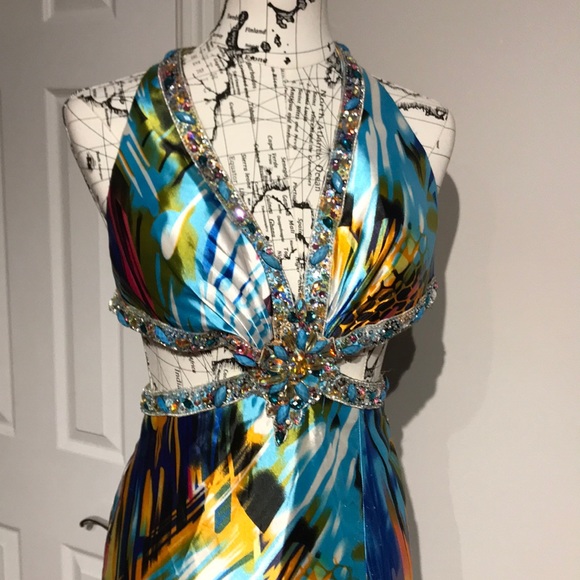 Colorful Coastal Coquette cutouts Embellish y2k crystal neon Formal Evening Prom - Picture 3 of 8